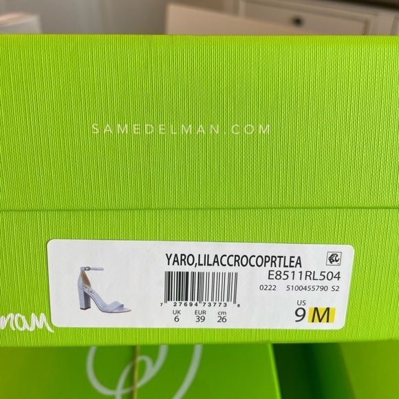 New Sam Edelman Leather Yaro Ankle Strap Block Heel Sandals in Misty Lilac - Picture 9 of 10